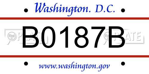 B0187B District Of Columbia License Plate
