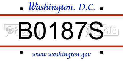 B0187S District Of Columbia License Plate