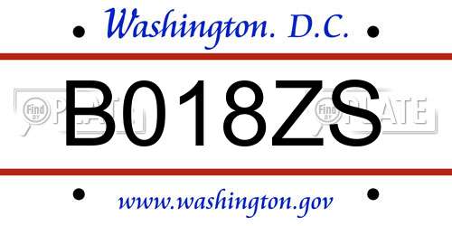 B018ZS District Of Columbia License Plate