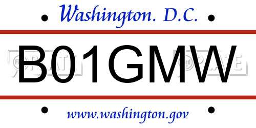 B01GMW District Of Columbia License Plate