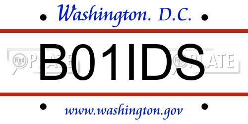 B01IDS District Of Columbia License Plate