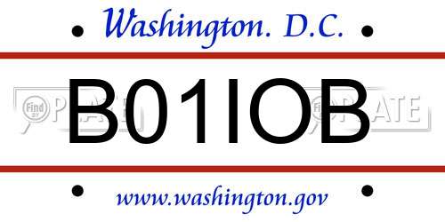 B01IOB District Of Columbia License Plate