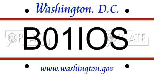 B01IOS District Of Columbia License Plate