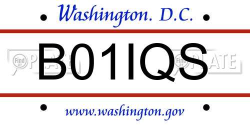 B01IQS District Of Columbia License Plate