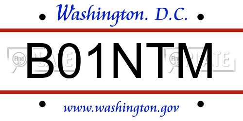 B01NTM District Of Columbia License Plate