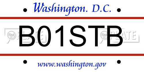 B01STB District Of Columbia License Plate