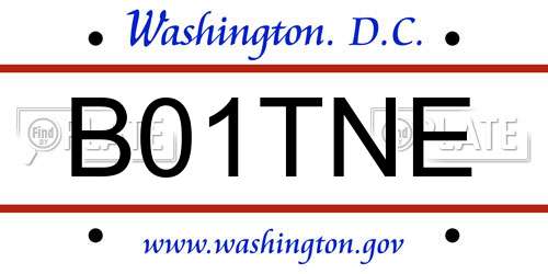 B01TNE District Of Columbia License Plate