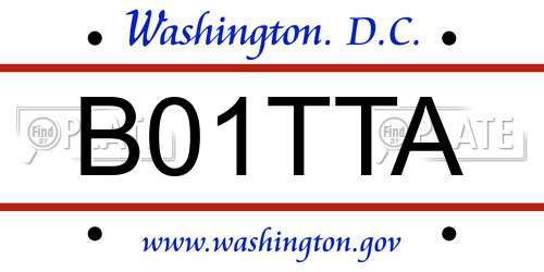 B01TTA District Of Columbia License Plate