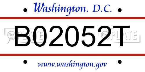 B02052T District Of Columbia License Plate