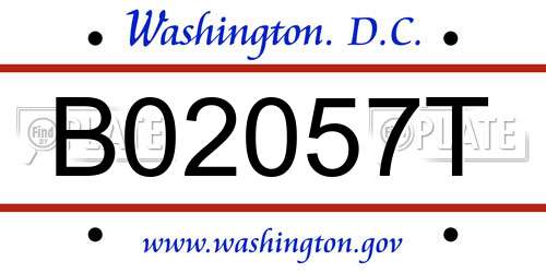 B02057T District Of Columbia License Plate