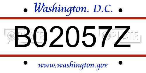 B02057Z District Of Columbia License Plate