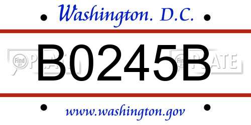 B0245B District Of Columbia License Plate