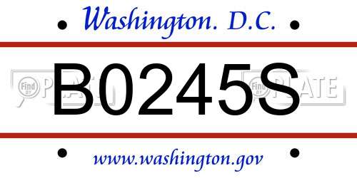 B0245S District Of Columbia License Plate