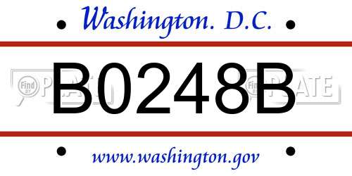 B0248B District Of Columbia License Plate