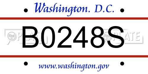 B0248S District Of Columbia License Plate