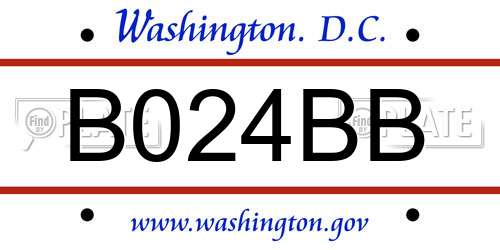 B024BB District Of Columbia License Plate