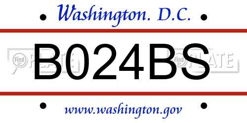 B024BS District Of Columbia License Plate
