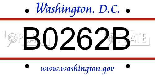 B0262B District Of Columbia License Plate