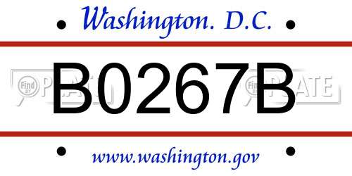 B0267B District Of Columbia License Plate