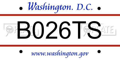B026TS District Of Columbia License Plate