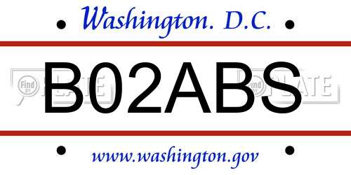B02ABS District Of Columbia License Plate