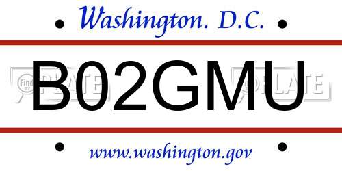 B02GMU District Of Columbia License Plate