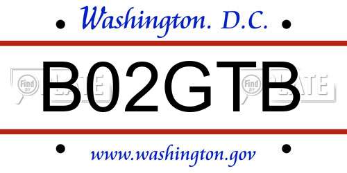 B02GTB District Of Columbia License Plate