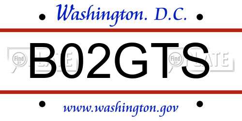 B02GTS District Of Columbia License Plate