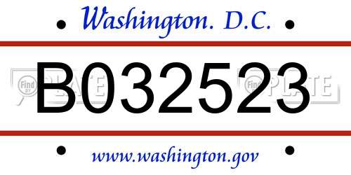 B032523 District Of Columbia License Plate