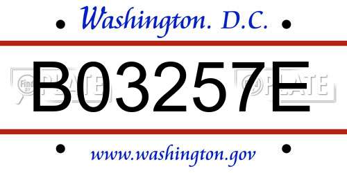 B03257E District Of Columbia License Plate