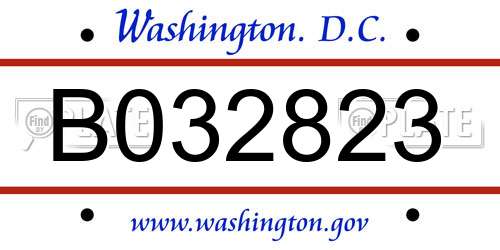 B032823 District Of Columbia License Plate