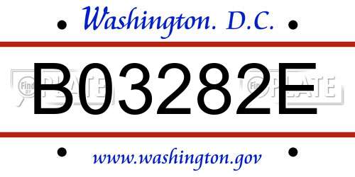 B03282E District Of Columbia License Plate