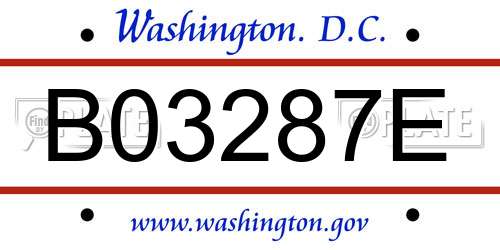 B03287E District Of Columbia License Plate