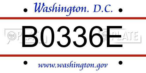 B0336E District Of Columbia License Plate