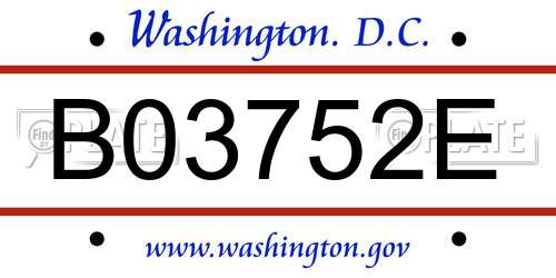 B03752E District Of Columbia License Plate