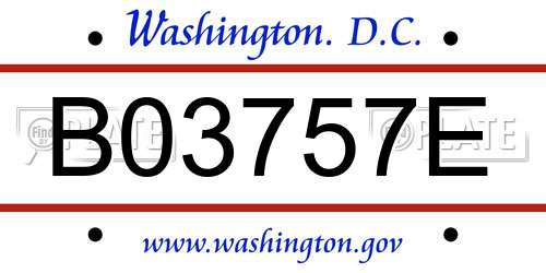 B03757E District Of Columbia License Plate