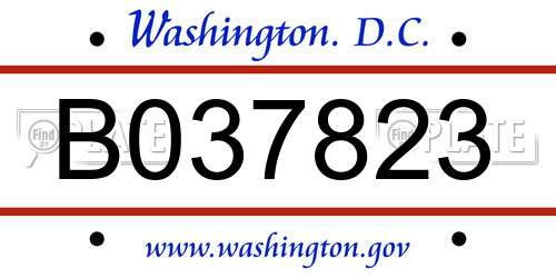 B037823 District Of Columbia License Plate