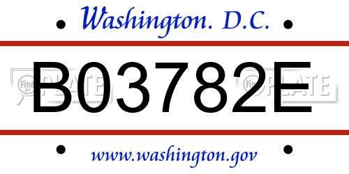 B03782E District Of Columbia License Plate