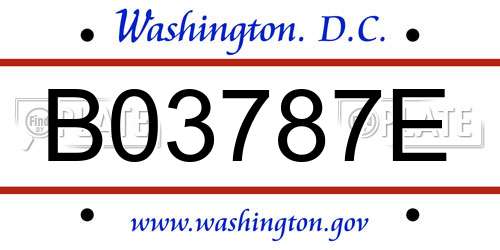 B03787E District Of Columbia License Plate