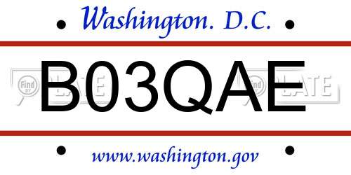 B03QAE District Of Columbia License Plate