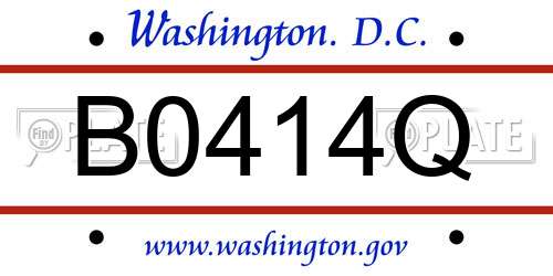 B0414Q District Of Columbia License Plate