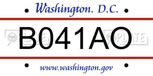 B041AO District Of Columbia License Plate