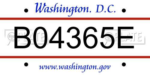 B04365E District Of Columbia License Plate