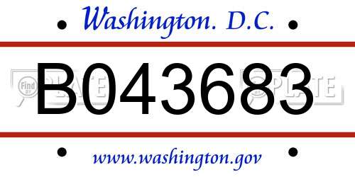 B043683 District Of Columbia License Plate
