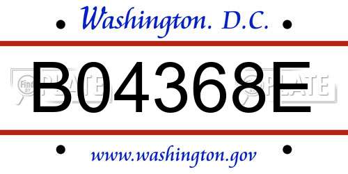 B04368E District Of Columbia License Plate