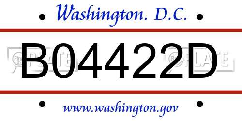 B04422D District Of Columbia License Plate