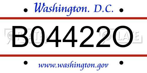 B04422O District Of Columbia License Plate