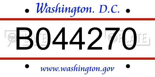 B044270 District Of Columbia License Plate