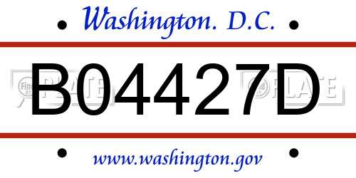 B04427D District Of Columbia License Plate