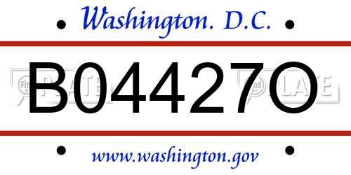 B04427O District Of Columbia License Plate